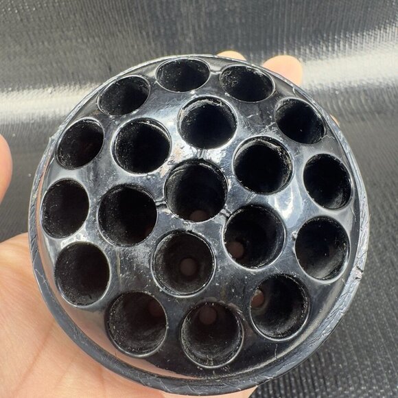 Vintage 19 Hole Flower Frog Black Glass Vintage Glassware Decorative 1980s Decor - Picture 9 of 11